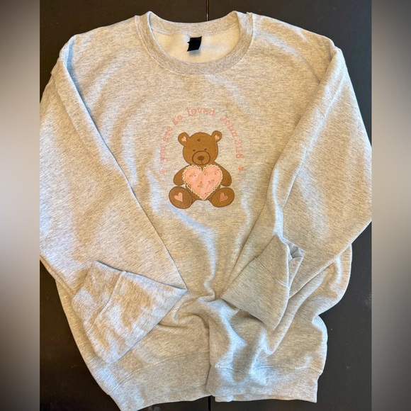 embroidered teddy bear sweatshirt size medium - Picture 2 of 4
